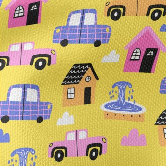 Houses And Cars Waterproof Canvas