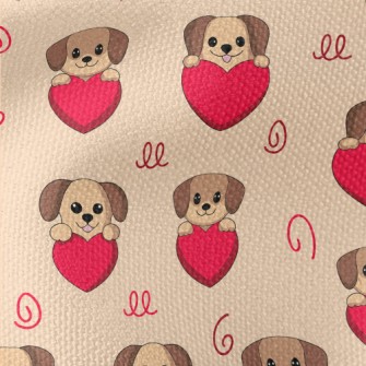 Cute Puppy Holding Love Heart Waterproof Canvas