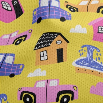 Houses And Cars Athletic Mesh Flat Back