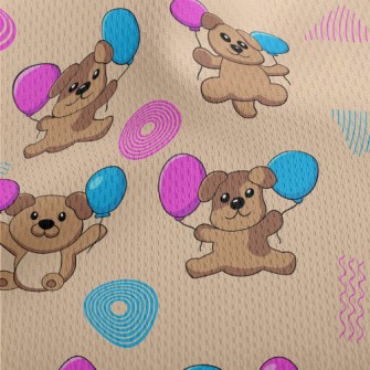 Cute Puppy Holding Balloons Athletic Mesh Flat Back