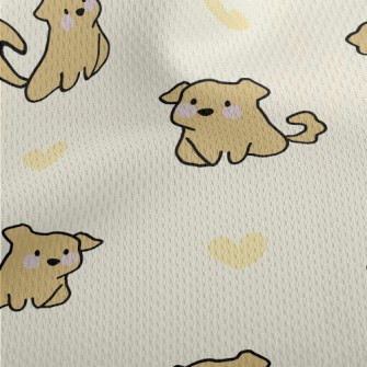 Cartoon Puppy With Love Heart Athletic Mesh Flat Back