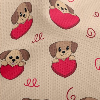 Cute Puppy Holding Love Heart Athletic Mesh Flat Back