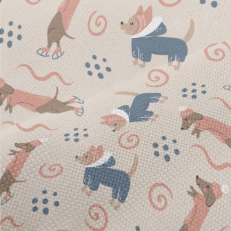 Dachshund Skating In Winter Performance Linen