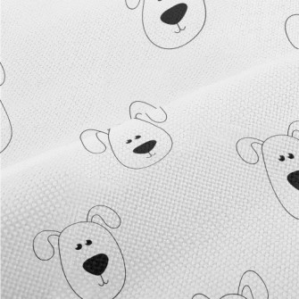 Hand Drawn Folded Ear Puppy Performance Linen