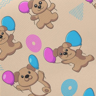 Cute Puppy Holding Balloons Twill