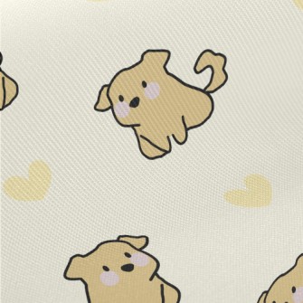 Cartoon Puppy With Love Heart Twill