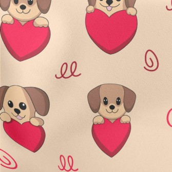 Cute Puppy Holding Love Heart Stretch Ponte