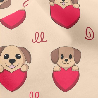 Cute Puppy Holding Love Heart Micro Fleece