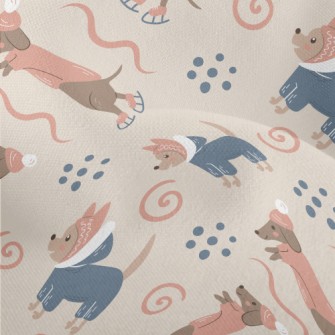 Dachshund Skating In Winter Lightweight Performance Linen