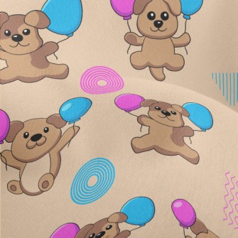 Cute Puppy Holding Balloons Lightweight Performance Linen