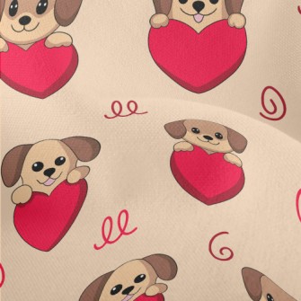 Cute Puppy Holding Love Heart Lightweight Performance Linen