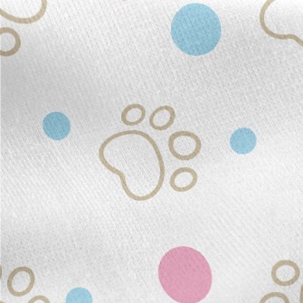 Blue And Pink Dots With Dog Pa Jersey Backed Fleece