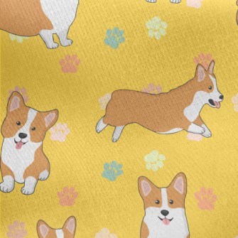 Cute Cartoon Corgi Jersey Backed Fleece