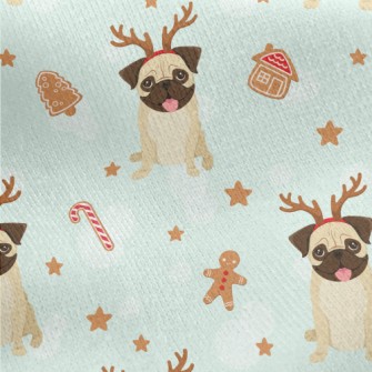 Christmas Pug Jersey Backed Fleece