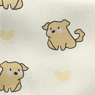 Cartoon Puppy With Love Heart Jersey Backed Fleece