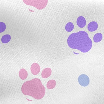 Colored Dog Paw Prints Jersey Backed Fleece