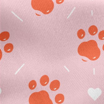 Orange Jelly Dog Paw Print Jersey Backed Fleece