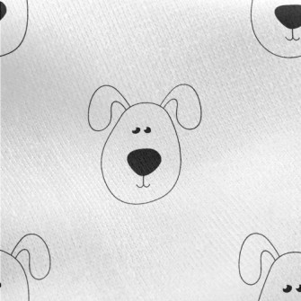 Hand Drawn Folded Ear Puppy Jersey Backed Fleece