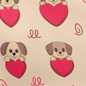 Cute Puppy Holding Love Heart Pongee