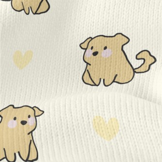 Cartoon Puppy With Love Heart Stretch Jersey