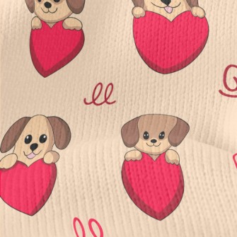Cute Puppy Holding Love Heart Stretch Jersey