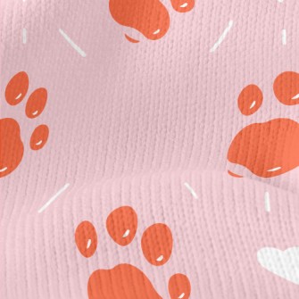 Orange Jelly Dog Paw Print Stretch Jersey