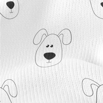 Hand Drawn Folded Ear Puppy Stretch Jersey