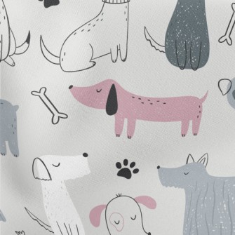 Elegant Hand Drawn Puppy Lightweight Cotton Poplin