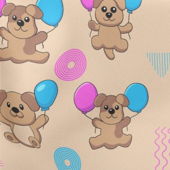 Cute Puppy Holding Balloons Lightweight Cotton Poplin