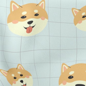 Cute Smiling Shiba Inu Lightweight Cotton Poplin
