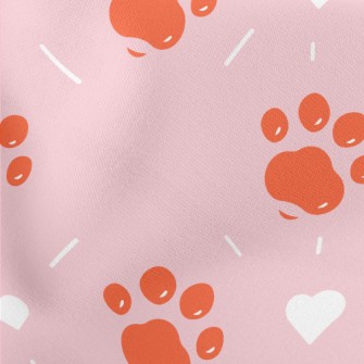 Orange Jelly Dog Paw Print Lightweight Cotton Poplin