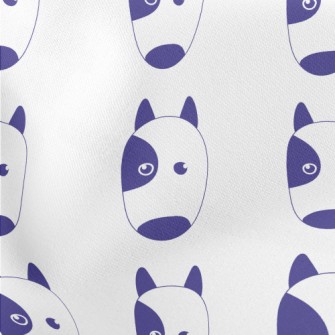 Hand Drawn Blue Dog Lightweight Cotton Poplin