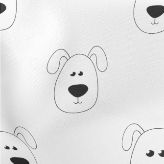 Hand Drawn Folded Ear Puppy Lightweight Cotton Poplin