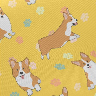 Cute Cartoon Corgi Midweight Cotton Poplin