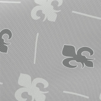 Grey Fleur-de-lis Symbol Midweight Cotton Poplin