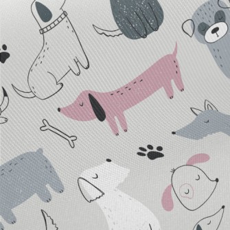 Elegant Hand Drawn Puppy Midweight Cotton Poplin