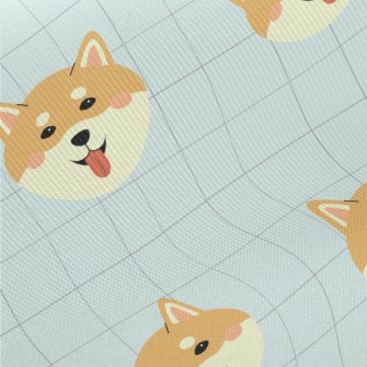 Cute Smiling Shiba Inu Midweight Cotton Poplin
