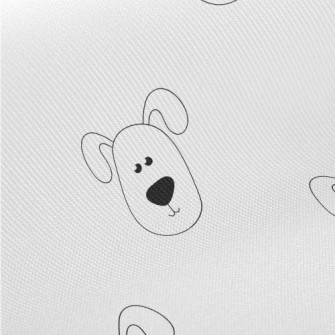 Hand Drawn Folded Ear Puppy Midweight Cotton Poplin