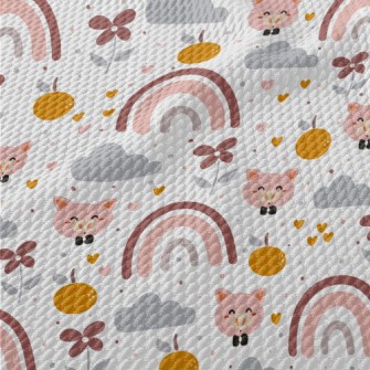 Cartoon Happy Pig Birdseye Piqué