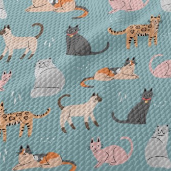 Hand Drawn Elegant House Cat Birdseye Piqué