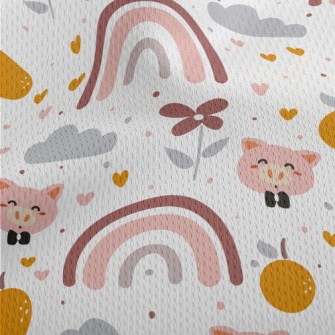 Cartoon Happy Pig Athletic Mesh Flat Back