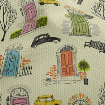 Hand Painted Colorful Door Athletic Mesh Flat Back