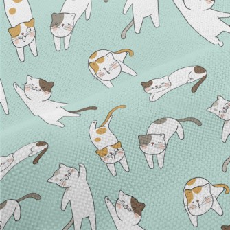 Hand Drawn Lively Cat Performance Linen