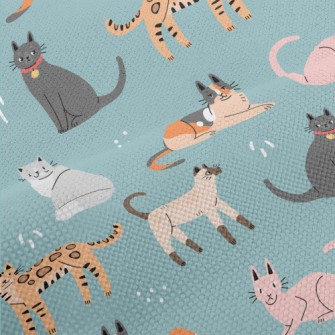 Hand Drawn Elegant House Cat Performance Linen