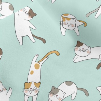 Hand Drawn Lively Cat Micro Fleece