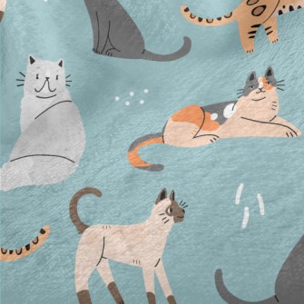 Hand Drawn Elegant House Cat Minky