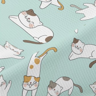 Hand Drawn Lively Cat Piqué