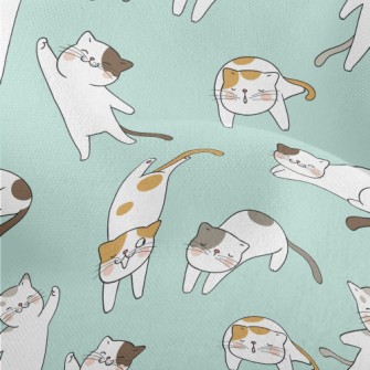 Hand Drawn Lively Cat Lightweight Performance Linen