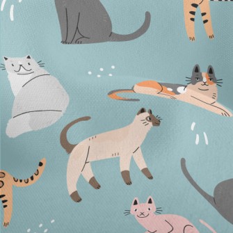 Hand Drawn Elegant House Cat Lightweight Performance Linen