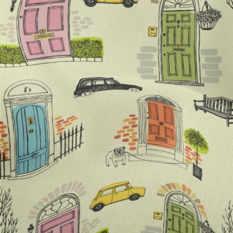 Hand Painted Colorful Door Lightweight Performance Linen